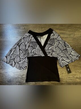 V-Neck Bell Sleeve Blouse